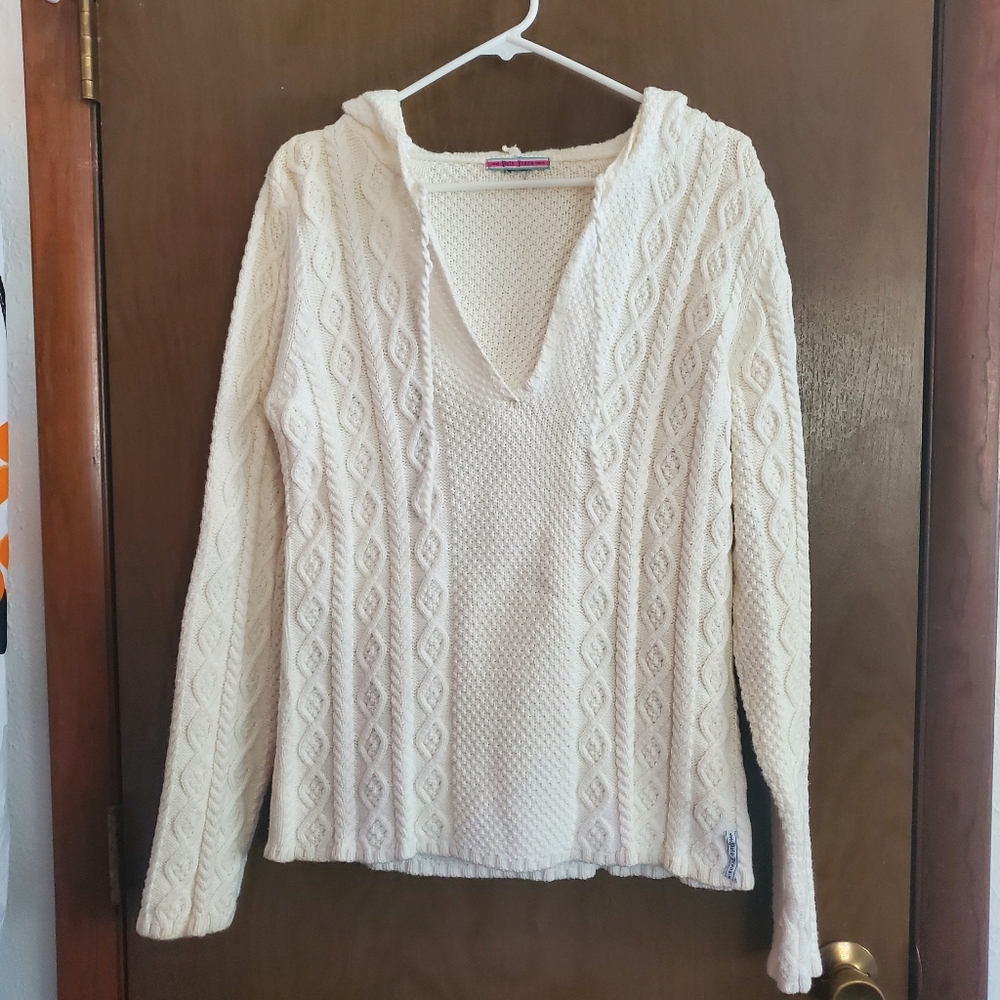 Ralph Lauren White Cream Knit Sweater w/ Hood